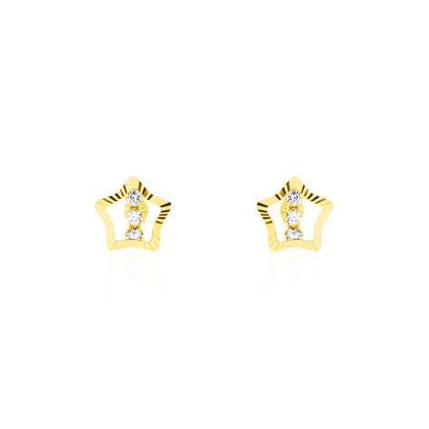 Boucles D'oreilles Puces Elais Etoile 5 Or Jaune Oxyde - Clous d'oreilles Femme | Histoire d’Or