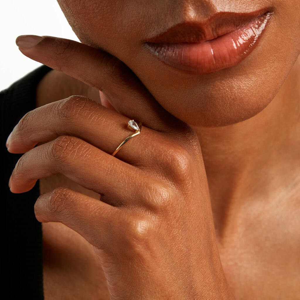 Bague Couronne Or Jaune Oxyde De Zirconium - Bagues solitaires Femme | Histoire d&rsquo;Or
