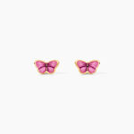 Boucles D'Oreilles Puces Sulivia Papillon Argent Dor&eacute; A L'Or 750/1000 - Boucles d'oreilles fantaisie Enfant | Histoire d&rsquo;Or