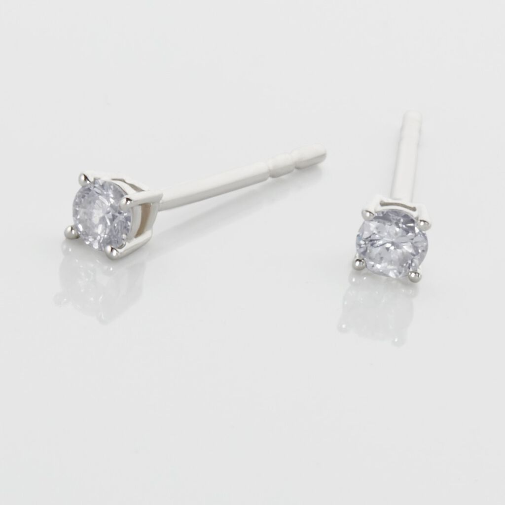 Boucles D'oreilles Puces Aphrodite Or Blanc Diamant - Clous d'oreilles Famille | Histoire d’Or