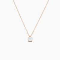 Collier Solitaire Argent Rose Lylwenn Oxyde De Zirconium