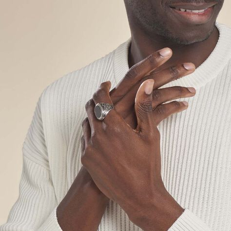 Bague Thimeo Argent Blanc Onyx - Bagues solitaires Homme | Histoire d’Or