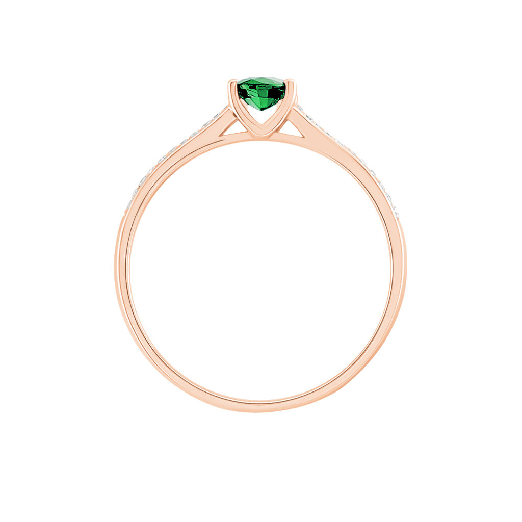 Bague Crista Or Rose Emeraude Et Diamant - Bagues solitaires Femme | Histoire d’Or