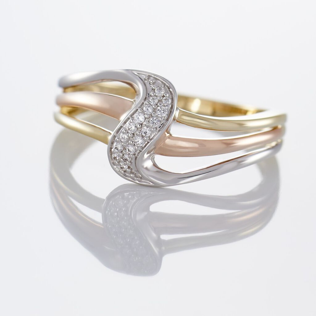 Bague Or Tricolore Dionyse Oxydes De Zirconium - Bagues avec pierre Femme | Histoire d’Or