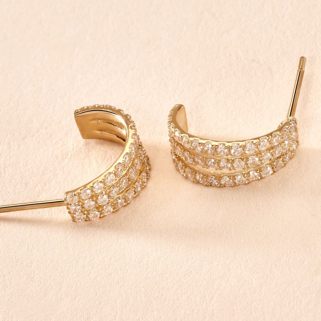 Cr&eacute;oles Oiva Or Jaune Oxyde De Zirconium - Boucles d'oreilles cr&eacute;oles Femme | Histoire d&rsquo;Or