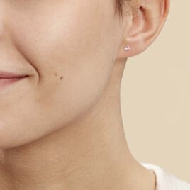 Boucles D'oreilles Puces Eddie Or Blanc Oxyde De Zirconium - Clous d'oreilles Femme | Histoire d’Or