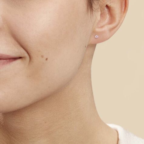 Boucles D'oreilles Puces Eddie Or Blanc Oxyde De Zirconium - Clous d'oreilles Femme | Histoire d’Or