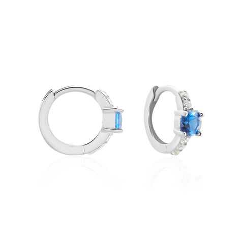 Créoles Argent Blanc Gregh Oxydes De Zirconium - Boucles d'oreilles créoles Femme | Histoire d’Or