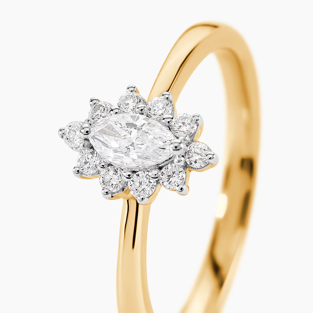 Bague Isidoro Or Jaune Diamant Synth&eacute;tique - Bagues solitaires Femme | Histoire d&rsquo;Or