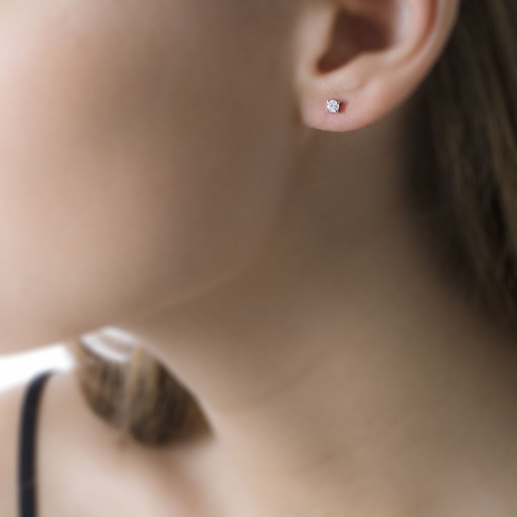 Boucles D'oreilles Puces Victoria Or Blanc Diamant - Clous d'oreilles Femme | Histoire d&rsquo;Or