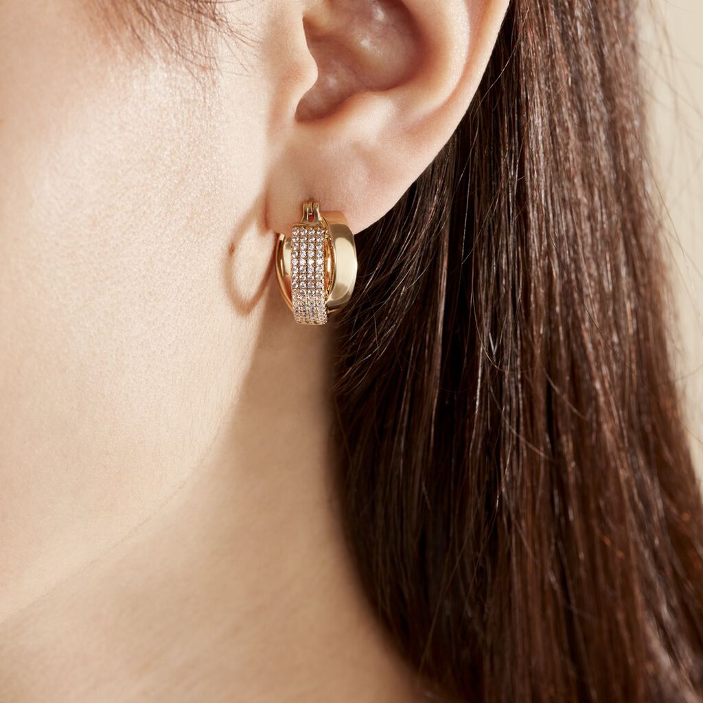 Créoles Adelicia Rondes Plaqué Or Jaune Oxyde De Zirconium - Boucles d'oreilles créoles Femme | Histoire d’Or