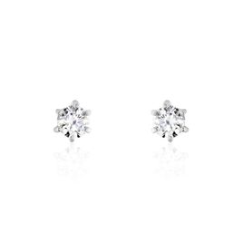 Boucles D'oreilles Puces Petrine Argent Blanc Oxyde De Zirconium - Boucles d'oreilles fantaisie Femme | Histoire d’Or