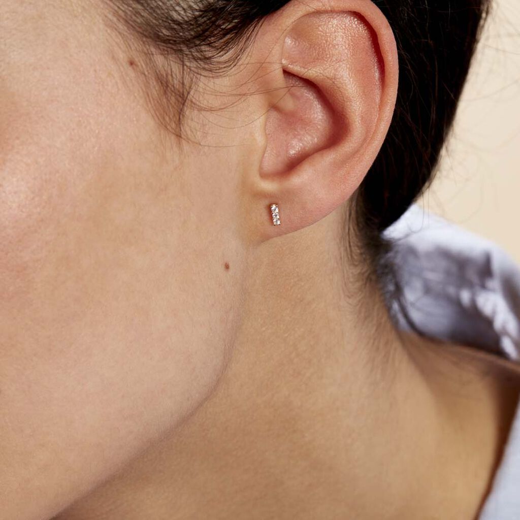 Boucles D'oreilles Puces Youssa Barrettes Or Jaune Oxyde De Zirconium - Clous d'oreilles Femme | Histoire d’Or