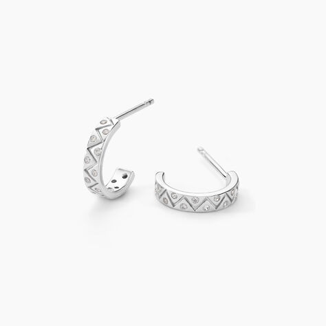 Créoles Emaline Argent Blanc Oxyde De Zirconium - Boucles d'oreilles créoles Femme | Histoire d’Or