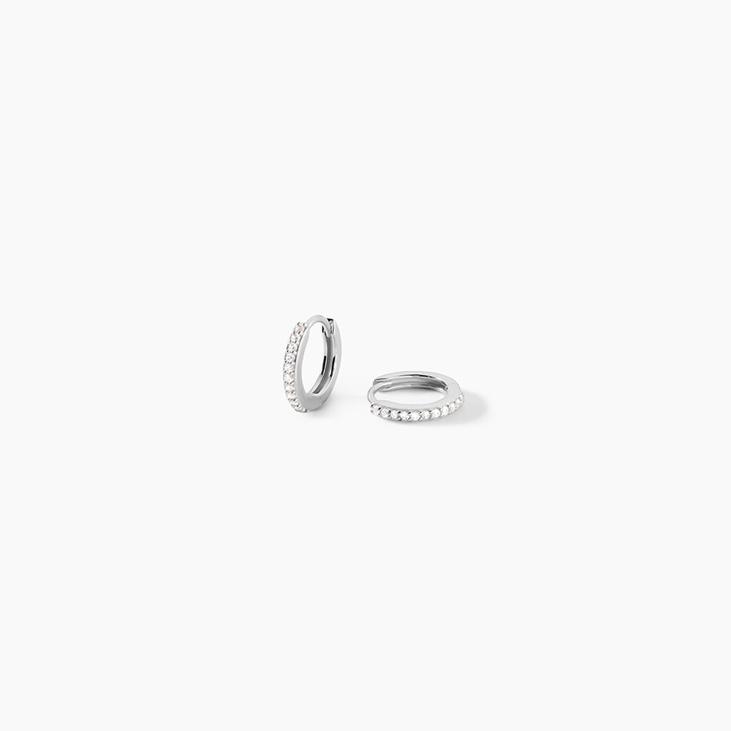 Cr&eacute;oles Karlene Argent Blanc Oxyde De Zirconium - Boucles d'oreilles cr&eacute;oles Femme | Histoire d&rsquo;Or
