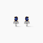 Boucles D'Oreilles Puces Precieux Petales Or Jaune Saphir Diamants - Clous d'oreilles Femme | Histoire d&rsquo;Or