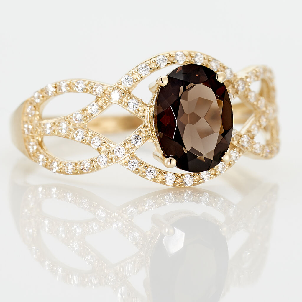 Bague Tina Or Jaune Quartz Et Oxyde De Zirconium - Bagues solitaires Femme | Histoire d’Or