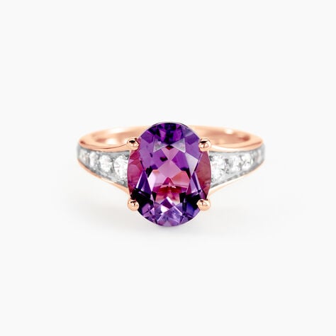 Bague Marie-camille Or Rose Amethyste Et Oxyde De Zirconium - Bagues solitaires Femme | Histoire d&rsquo;Or