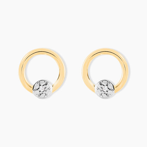 Boucles D'oreilles Puces Gisa Jaune Diamant Blanc - Clous d'oreilles Femme | Histoire d’Or