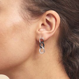 Boucles D'oreilles Pendantes Link Argent Blanc Céramique Et Oxyde - Boucles d'oreilles pendantes Femme | Histoire d’Or