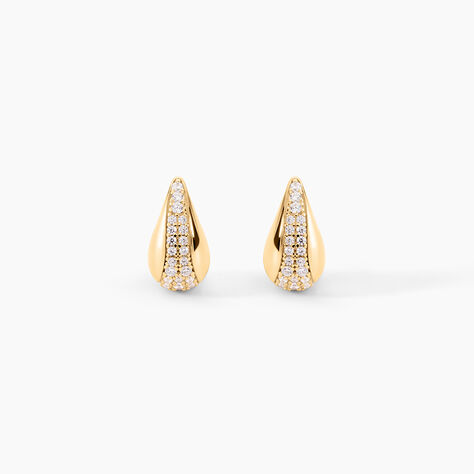 Boucles D'Oreilles Puces Gerardine Argent Dor&eacute; A L'Or 750/1000 Oxyde De Zirconium - Boucles d'oreilles empierr&eacute;es Femme | Histoire d&rsquo;Or