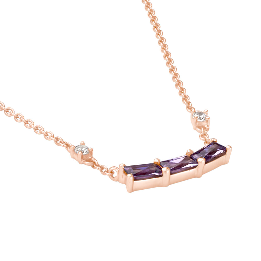 Collier Purple Mood Argent Rose Oxyde De Zirconium - Colliers fantaisie Femme | Histoire d’Or