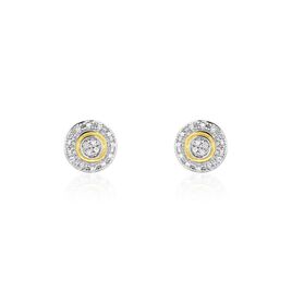 Boucles D'oreilles Puces Rosangela Or Bicolore Diamant Blanc - Clous d'oreilles Femme | Histoire d’Or