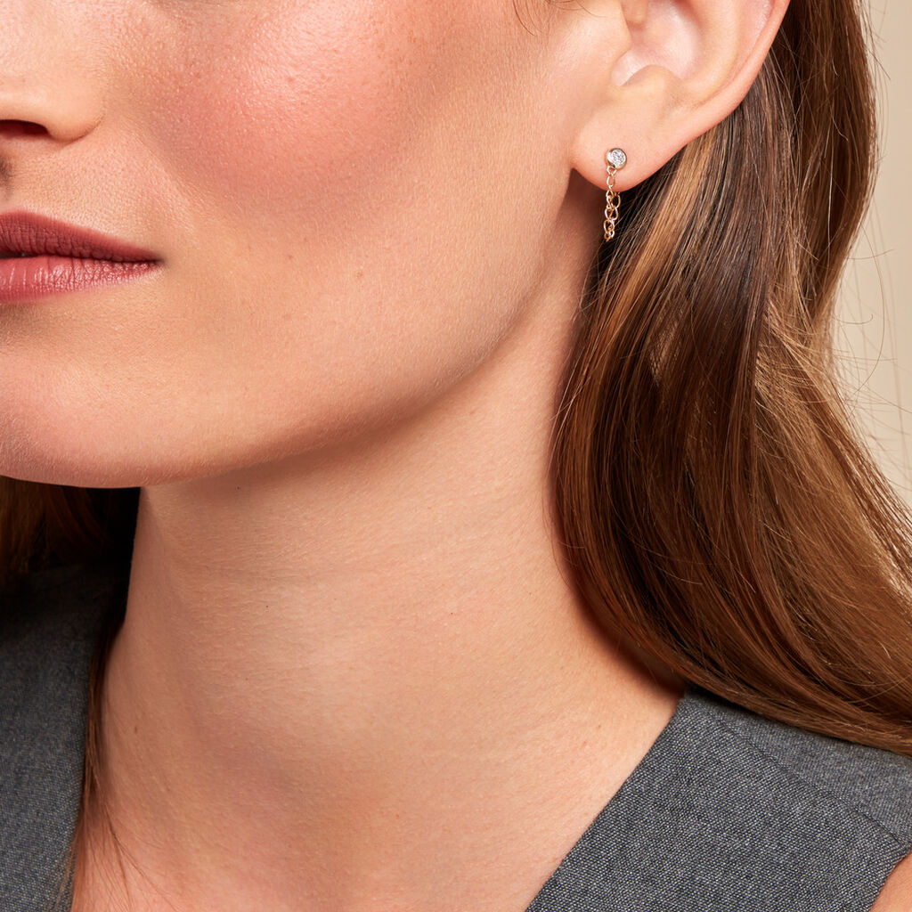 Boucles D'oreilles Pendantes Mahe Or Jaune Diamant - Boucles d'oreilles pendantes Femme | Histoire d’Or