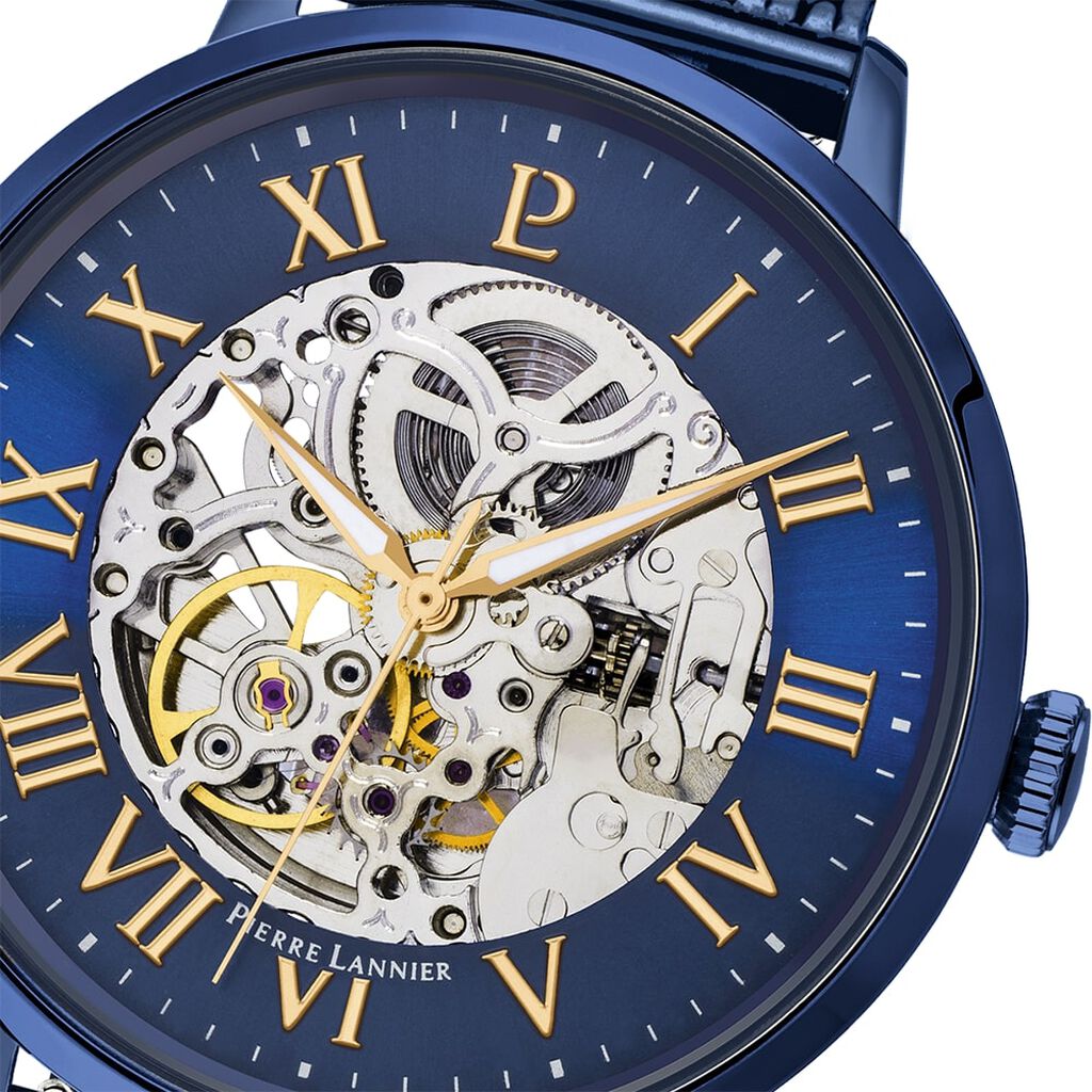 Montre Pierre Lannier Collection Automatique 42 Bleu - Montres Homme | Histoire d&rsquo;Or