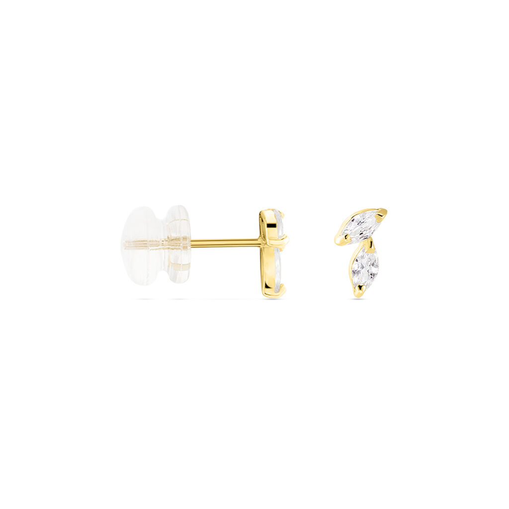 Boucles D'oreilles Puces Mix And Match Or Jaune Oxyde De Zirconium - Clous d'oreilles Femme | Histoire d’Or