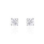 Boucles D'oreilles Puces 4 Griffes Or Blanc Diamant Synthetique - Clous d'oreilles Femme | Histoire d&rsquo;Or
