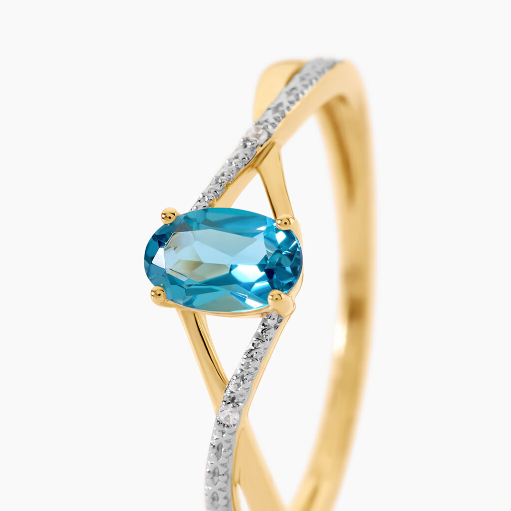 Bague Hemma Argent Dor&eacute; A L'Or 750/1000 Topaze Oxyde De Zirconium - Bagues solitaires Femme | Histoire d&rsquo;Or