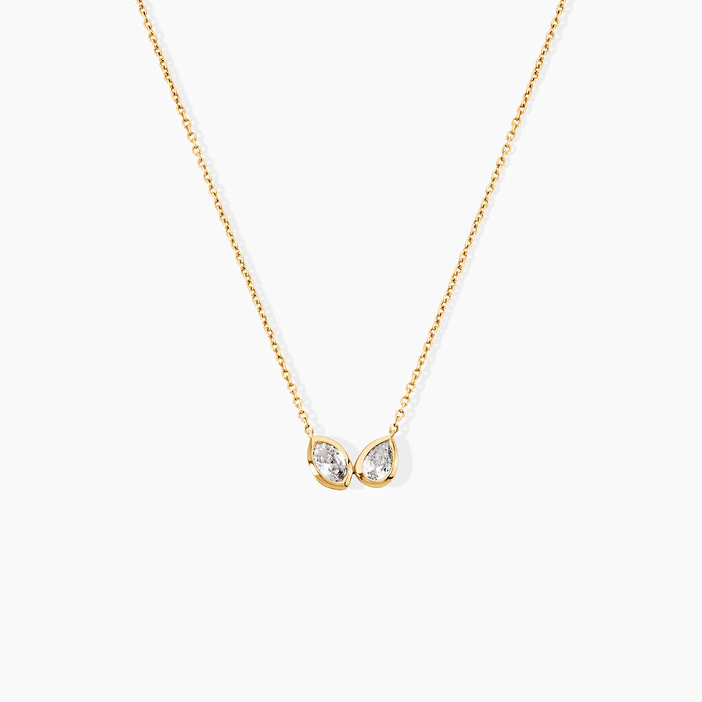 Collier Sunset Riviera Argent Dor&eacute; A L'Or 750/1000 Oxyde De Zirconium - Colliers Femme | Histoire d&rsquo;Or