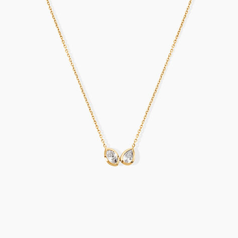 Collier Sunset Riviera Argent Dor&eacute; A L'Or 750/1000 Oxyde De Zirconium - Colliers Femme | Histoire d&rsquo;Or