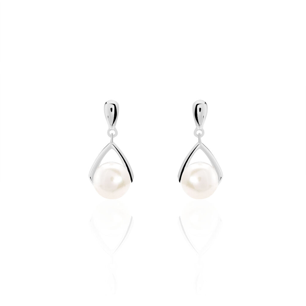 Boucles D'oreilles Pendantes Adelina Argent Blanc Perle De Culture - Boucles d'oreilles fantaisie Femme | Histoire d&rsquo;Or