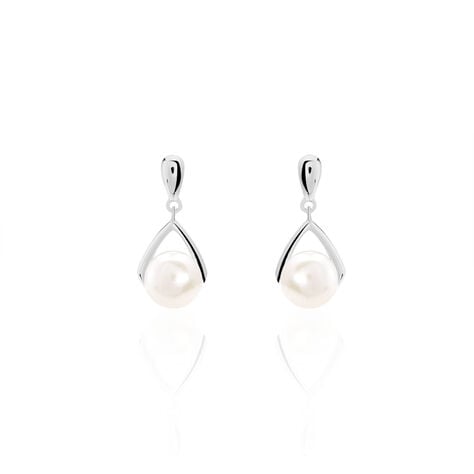 Boucles D'oreilles Pendantes Adelina Argent Blanc Perle De Culture - Boucles d'oreilles fantaisie Femme | Histoire d&rsquo;Or