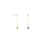 Boucles D'oreilles Pendantes Gracilia Or Jaune Emeraude Diamant - Boucles d'oreilles pendantes Femme | Histoire d&rsquo;Or