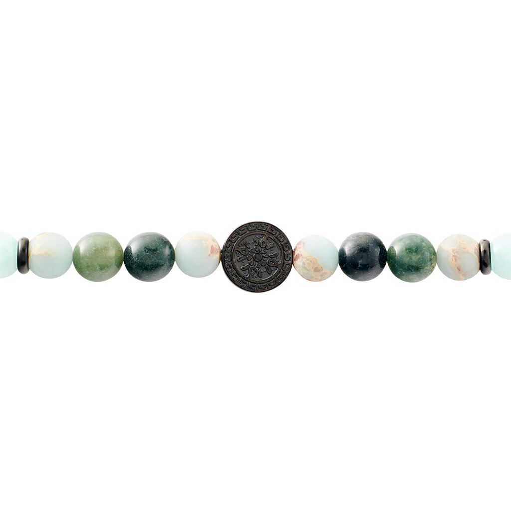 Bracelet Jourdan Yasur Acier Noir Quartz Amazonite - Bracelets Homme | Histoire d&rsquo;Or
