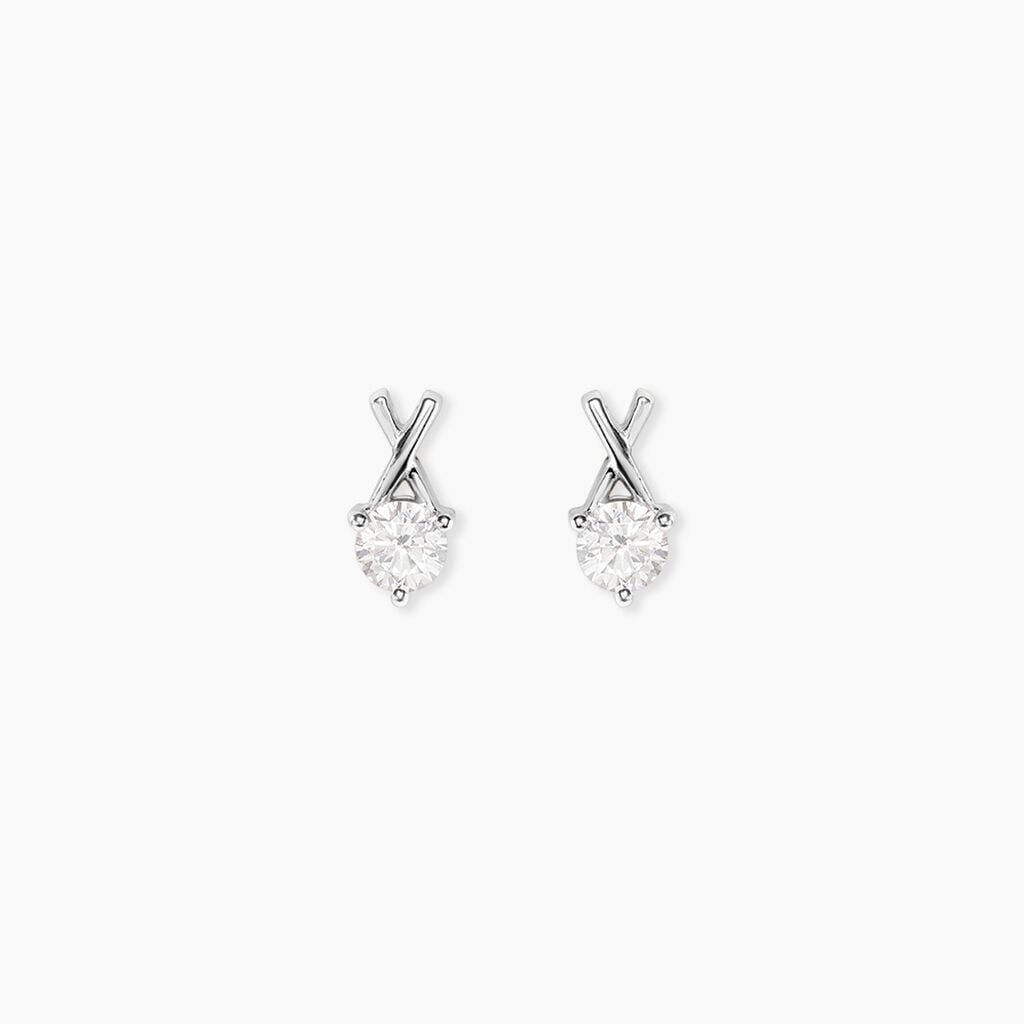 Boucles D'Oreilles Puces Lodie Argent Blanc Oxyde De Zirconium - Boucles d'oreilles fantaisie Femme | Histoire d&rsquo;Or