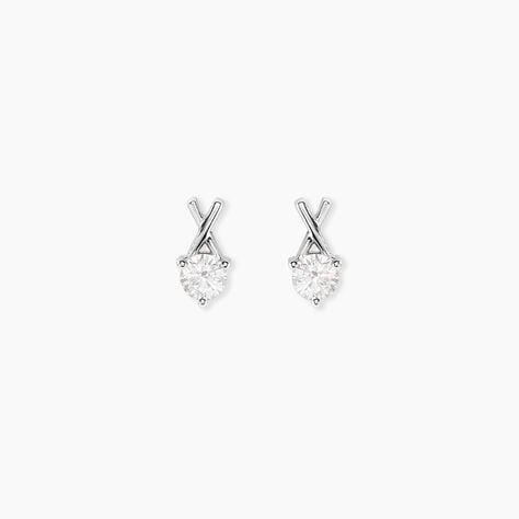 Boucles D'Oreilles Puces Lodie Argent Blanc Oxyde De Zirconium - Boucles d'oreilles fantaisie Femme | Histoire d&rsquo;Or