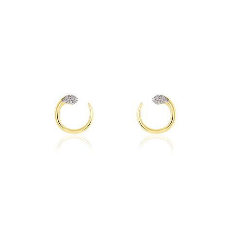 Boucles D'oreilles Puces Snake Or Jaune Diamant - Clous d'oreilles Femme | Histoire d&rsquo;Or
