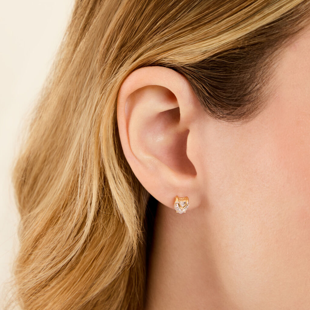 Boucles D'oreilles Puces Abelinia Plaqu&eacute; Or Jaune Oxyde De Zirconium - Boucles d'oreilles empierr&eacute;es Femme | Histoire d&rsquo;Or
