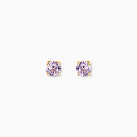 Boucles D'oreilles Puces Elea Or Jaune Amethyste Violet - Clous d'oreilles Femme | Histoire d’Or