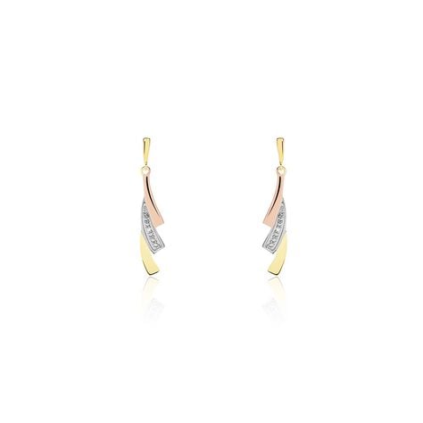 Boucles D'oreilles Pendantes Ainhoa Or Tricolore Diamant - Boucles d'oreilles pendantes Femme | Histoire d&rsquo;Or