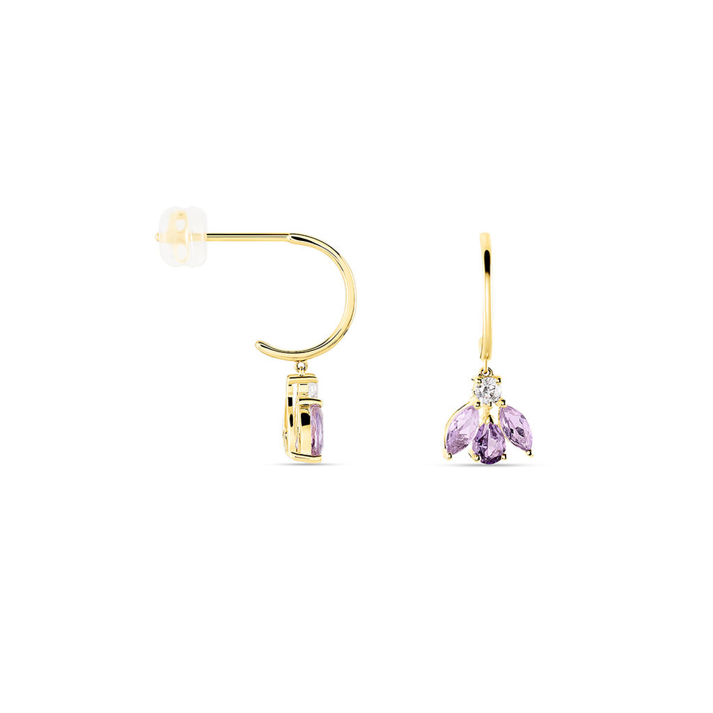 Boucles D'oreilles Pendantes Spring Or Jaune Améthyste Oxyde - Boucles d'oreilles pendantes Femme | Histoire d’Or
