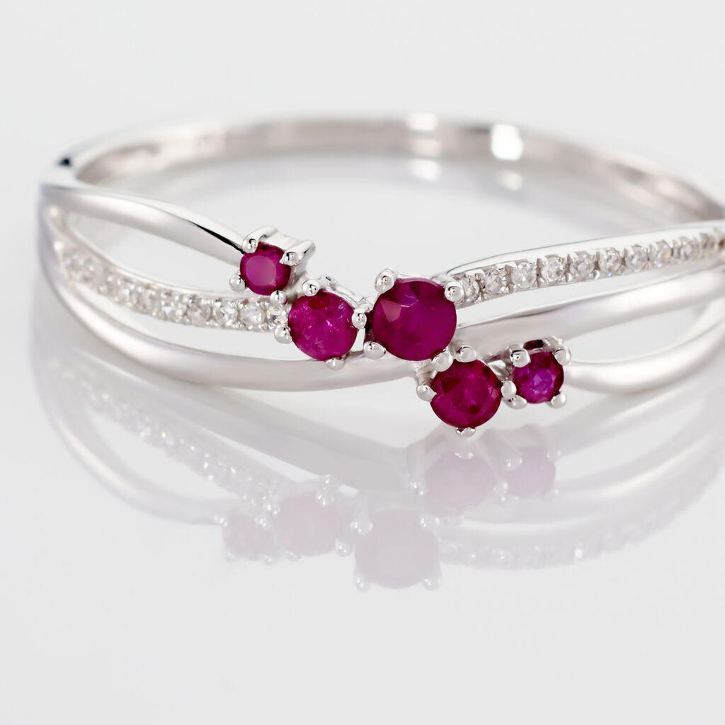Bague Amarylis Or Blanc Rubis Diamant - Bagues avec pierre Femme | Histoire d’Or