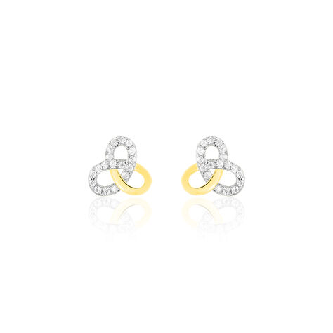 Boucles D'oreilles Puces Darina Noeud Or Jaune Oxyde De Zirconium - Clous d'oreilles Femme | Histoire d’Or