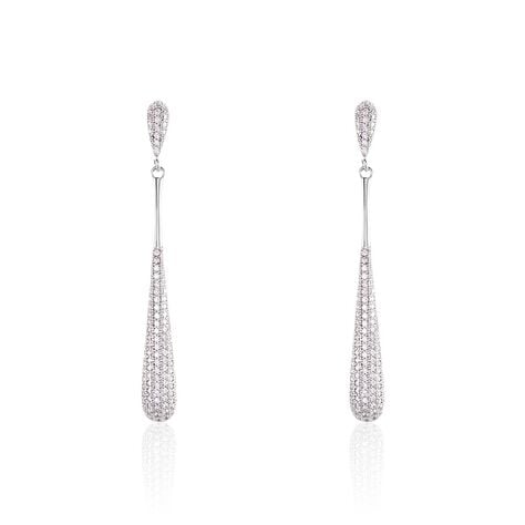 Boucles D'oreilles Pendantes Chandell Argent Blanc Oxyde De Zirconium - Boucles d'oreilles pendantes Femme | Histoire d’Or