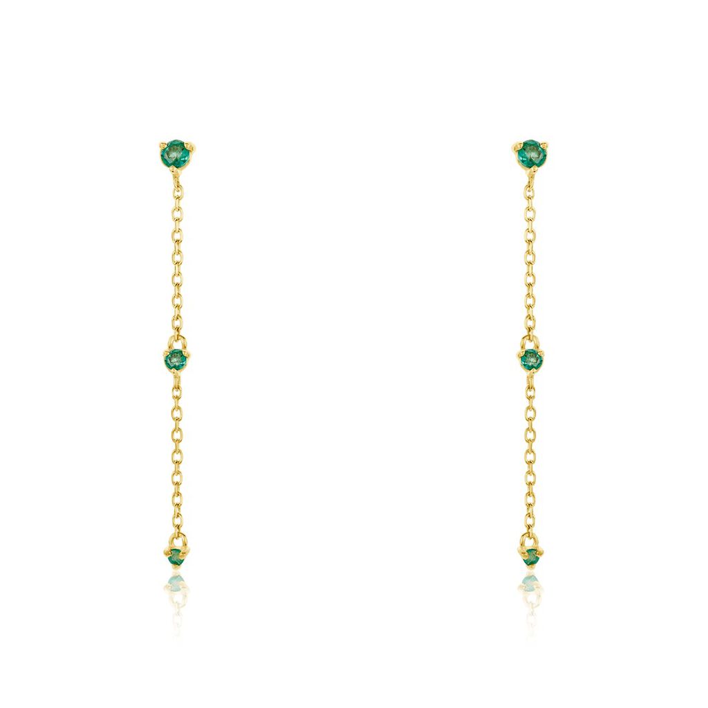 Boucles D'oreilles Pendantes Emeald Is The New Black Or Jaune Emeraude - Boucles d'oreilles pendantes Femme | Histoire d’Or