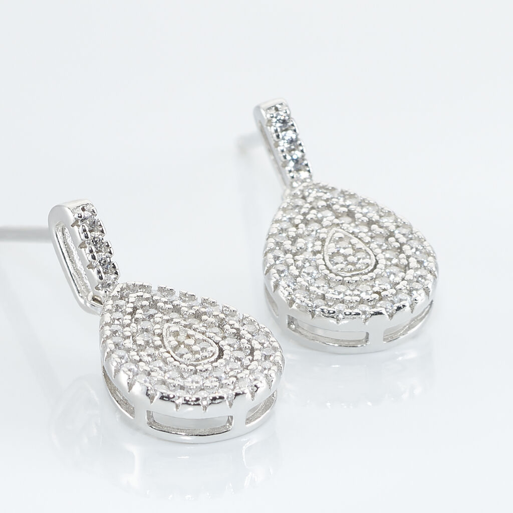 Boucles D'oreilles Pendantes Lysa Argent Blanc Oxyde De Zirconium - Boucles d'oreilles fantaisie Femme | Histoire d’Or